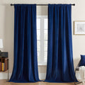 Blue Velvet Curtains 96 in Length 2 Panels - Thermal Blackout Drapes