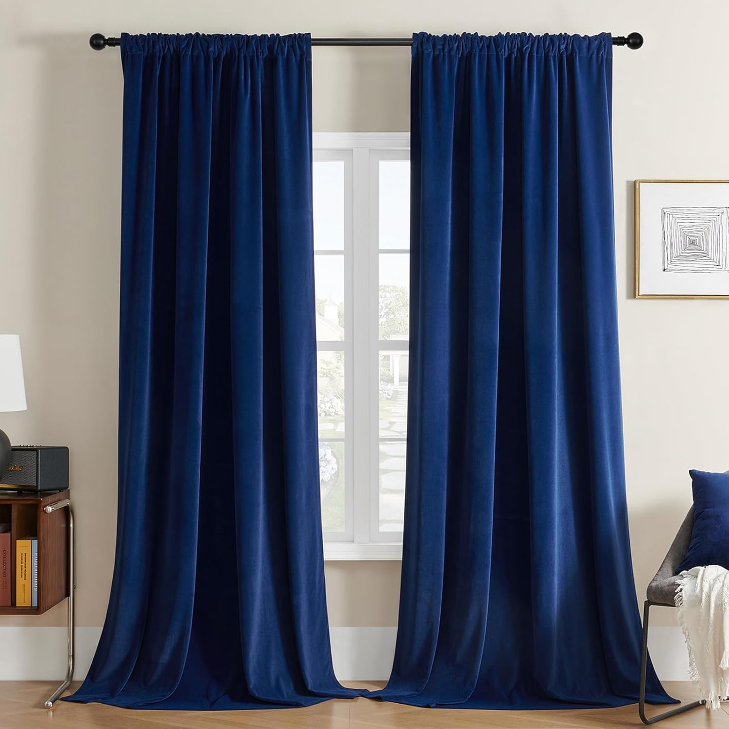 Joydeco Blue Velvet Curtains for Luxurious Room Darkening
