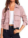 Women's Military Safari Cropped Jacket - Lightweight Utility Layer
