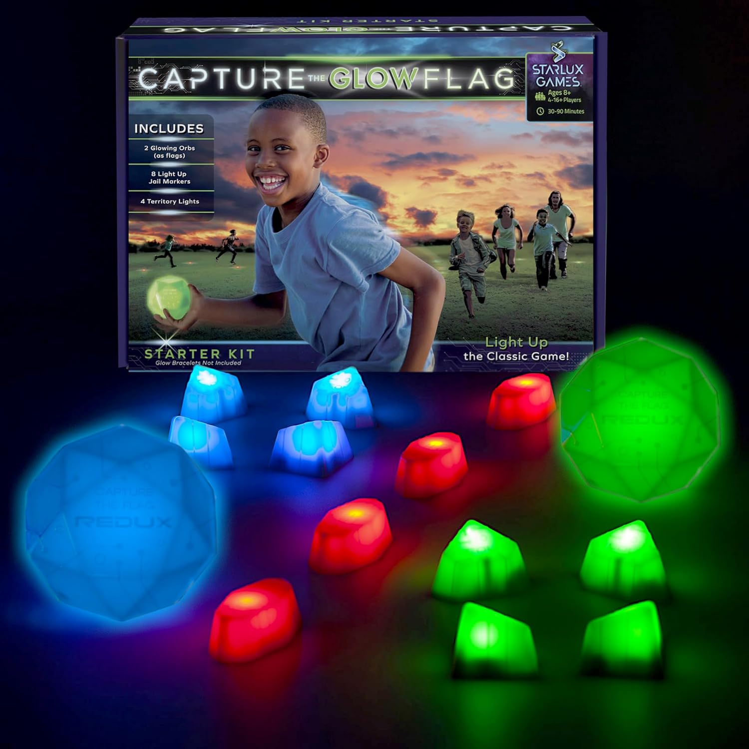Glow in The Dark Capture The Flag Starter Set for Outdoor Fun