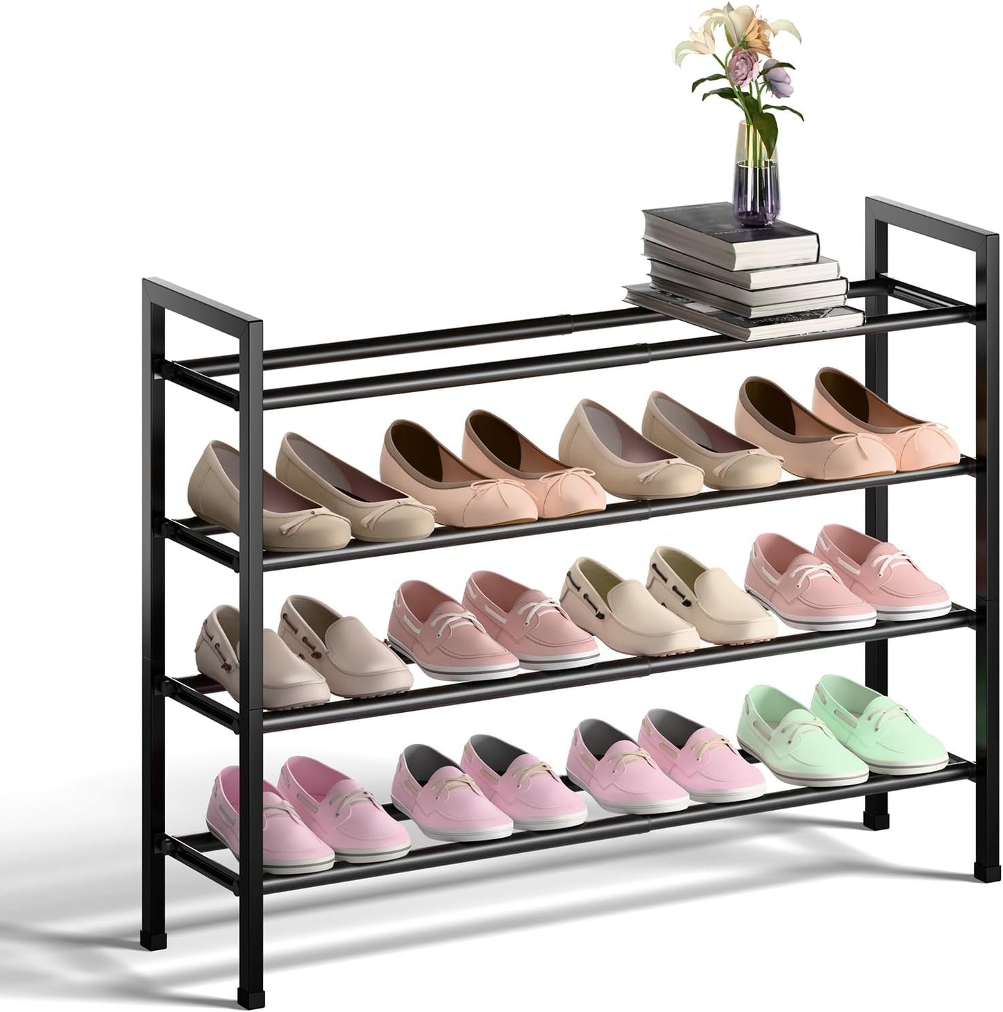 Expandable 4-Tier Shoe Rack for Closet and Small Spaces