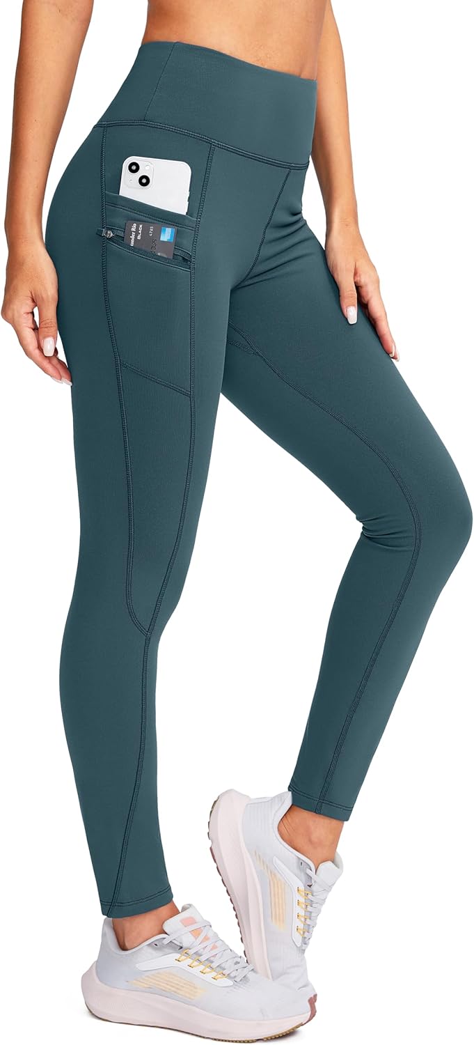 Fleece Lined Winter Leggings for Women with Pockets and Warmth
