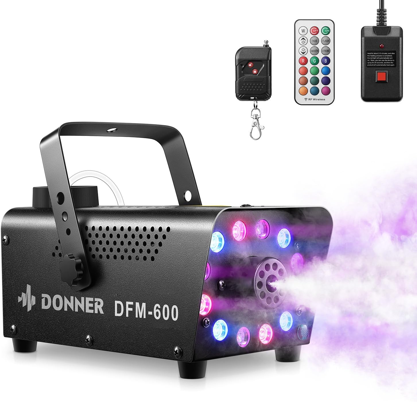 Donner Fog Machine 600W with LED Lights for Parties and Events