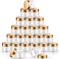 Clear Plastic Storage Jars 24 Pack 16 oz with Gold Lids - Versatile