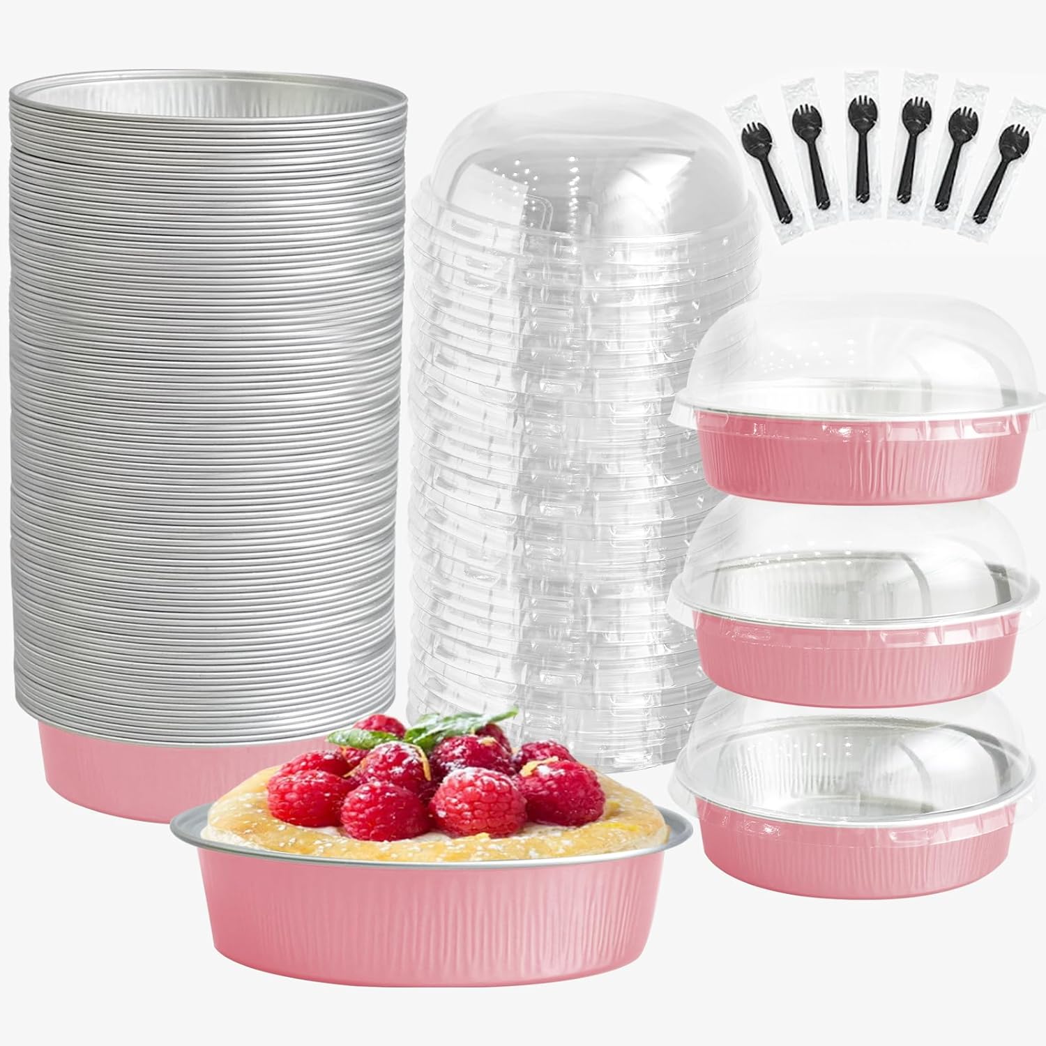 Mini Cake Pans With Lids And Spoons For Delicious Desserts