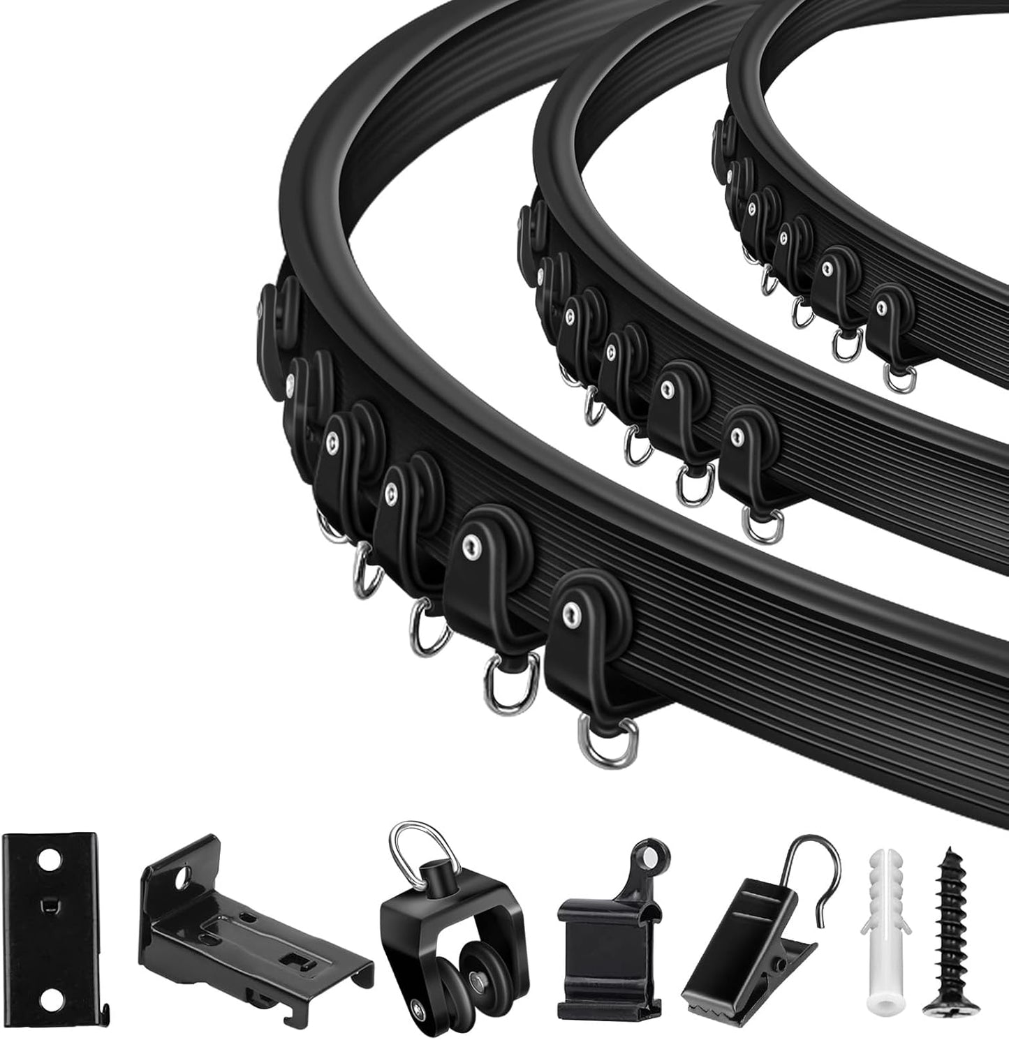 12ft Black Flexible Ceiling Curtain Track - Easy Installation