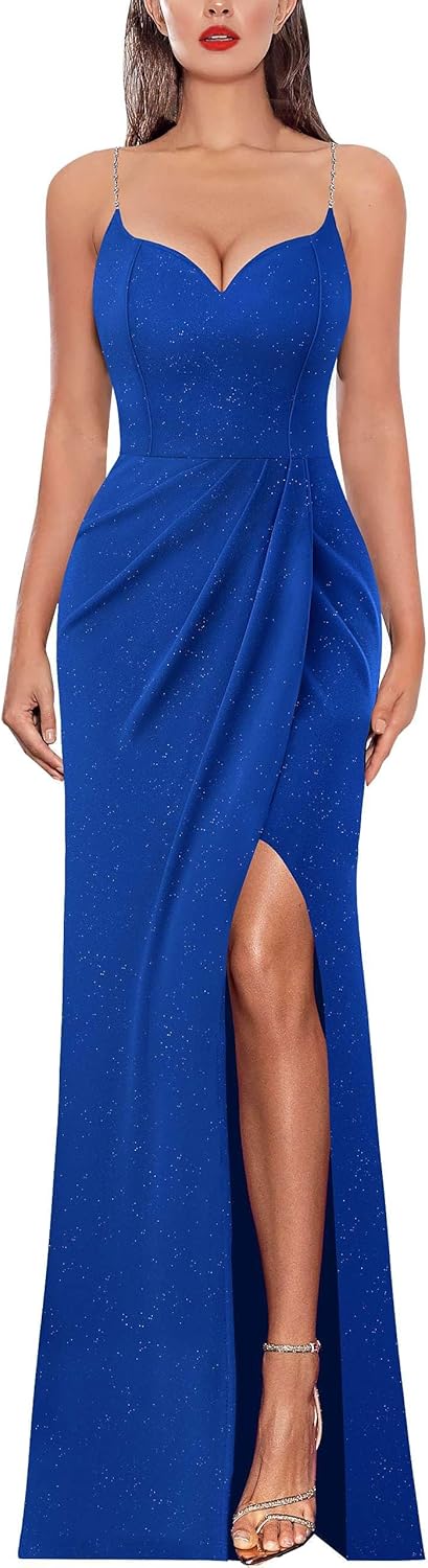 VFSHOW Womens Sexy Formal Ruched Bodycon Maxi Dress for Events