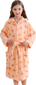 Girls Fleece Hooded Robe for Kids - Soft, Warm Printed Bathrobe