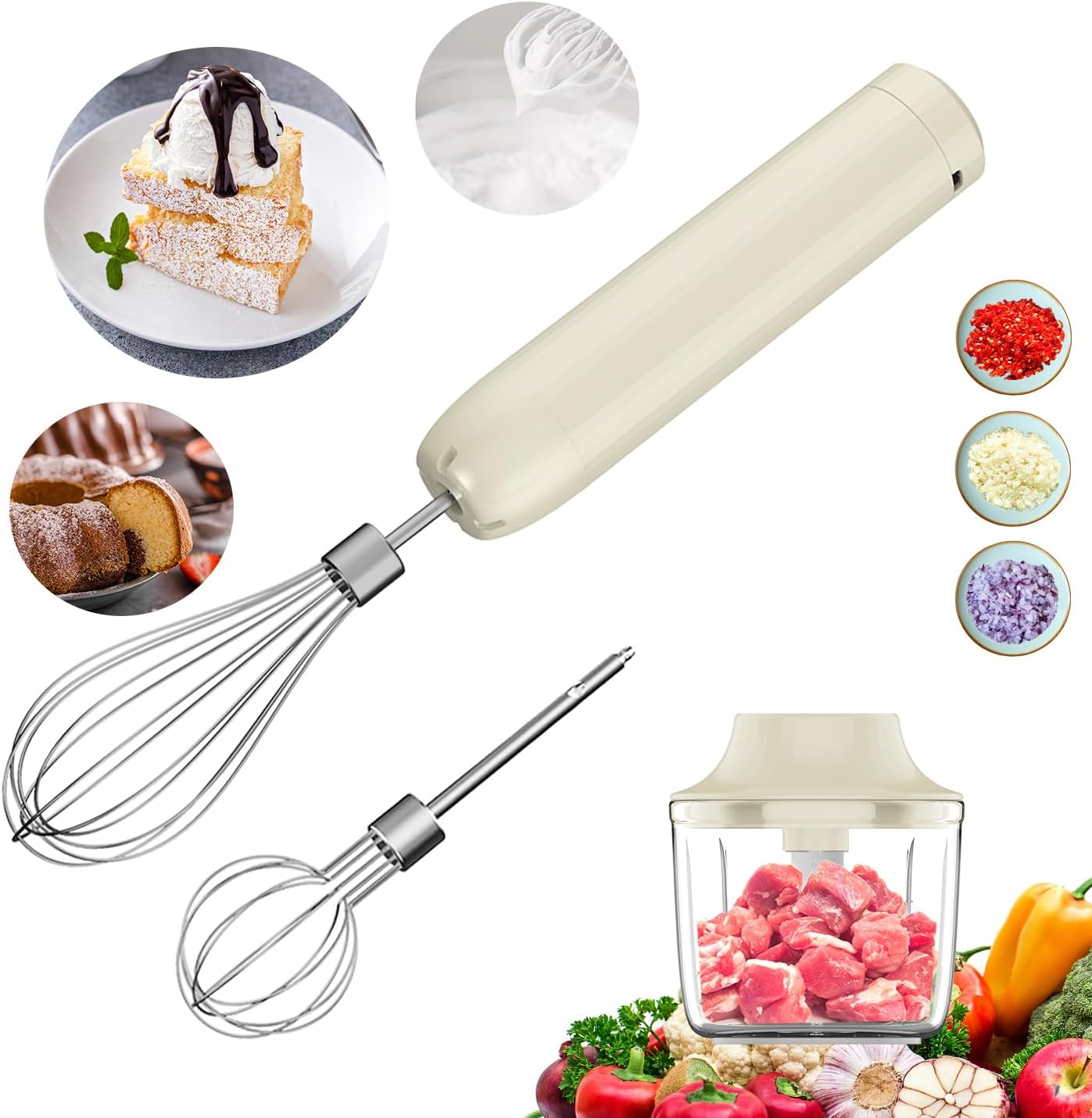 PowCube Rechargeable Hand Mixer - 4-Speed Cooking Power