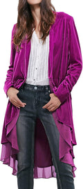 Velvet Ruffled Asymmetric Long Blazer for Women - Chic Autumn Coat
