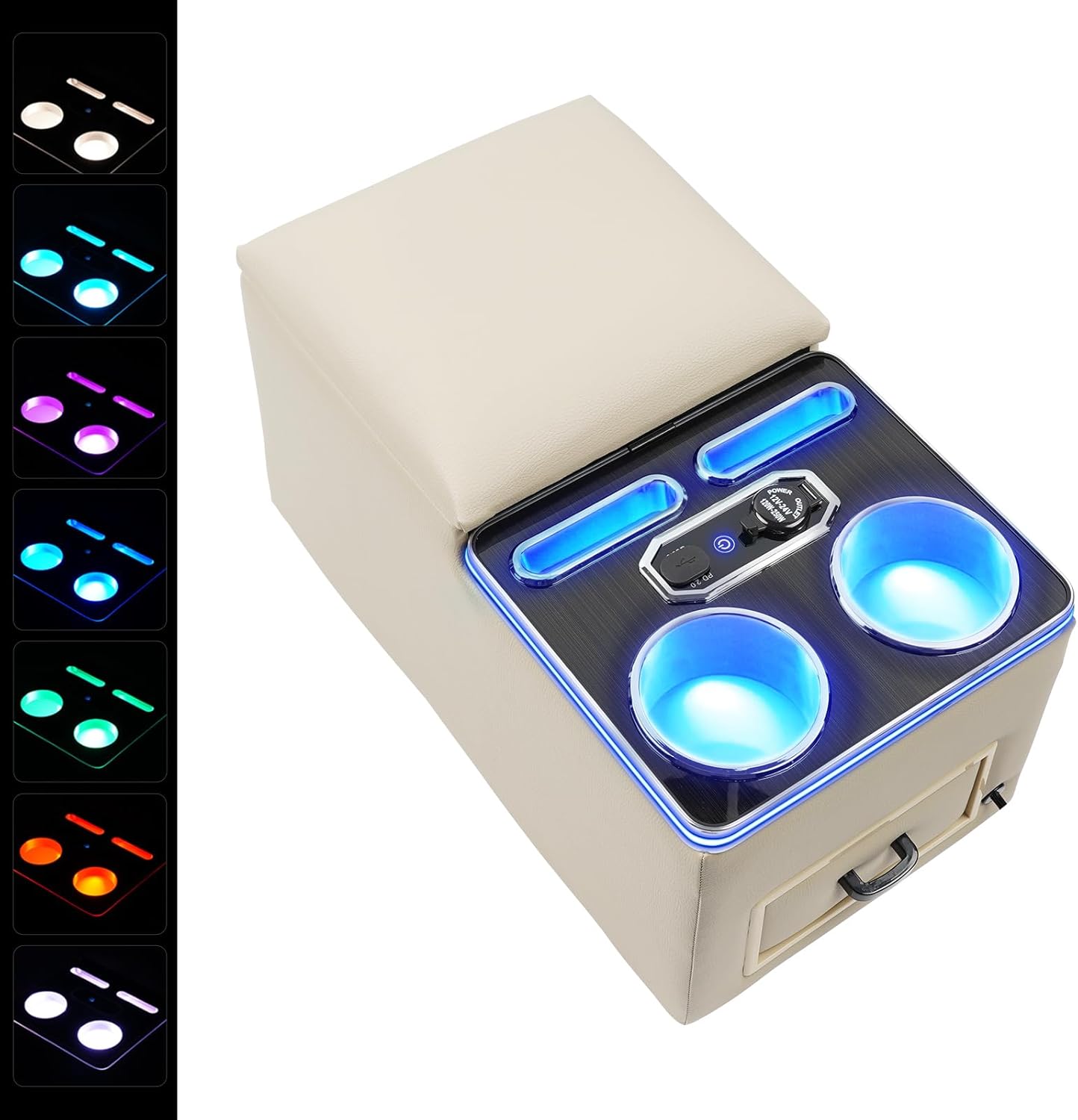 Universal Center Console Organizer with Fast Charging & LED Lights