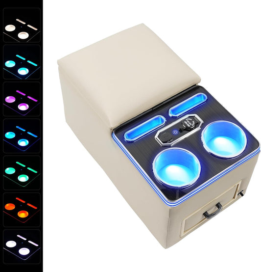 Universal Center Console Organizer with Fast Charging & LED Lights