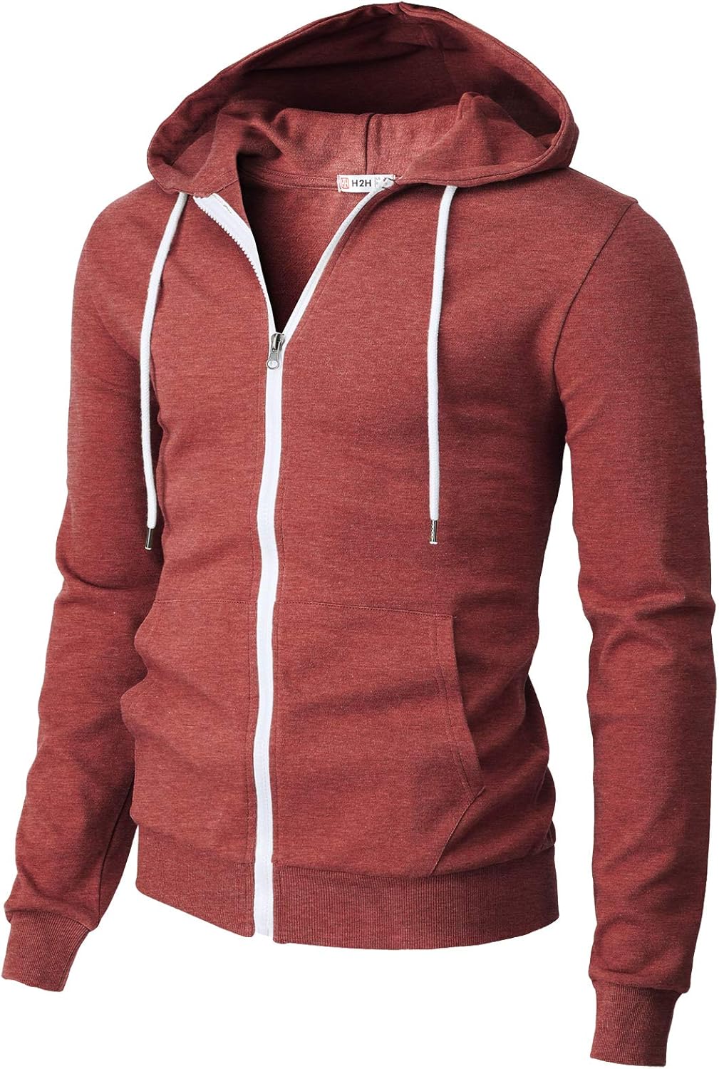 H2H Men's Lightweight Zip Hoodie, Slim Fit, Cotton, Pocket Design