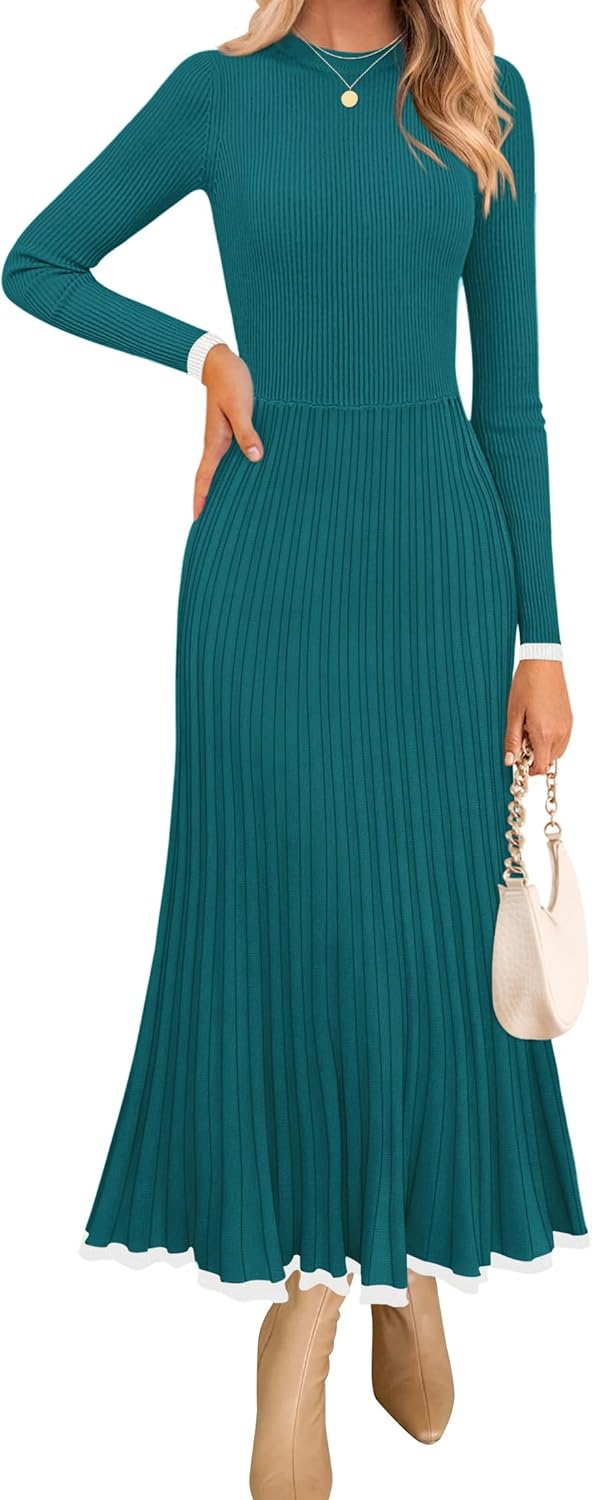 ZESICA Women's Long Sleeve Sweater Dress for Fall Weddings