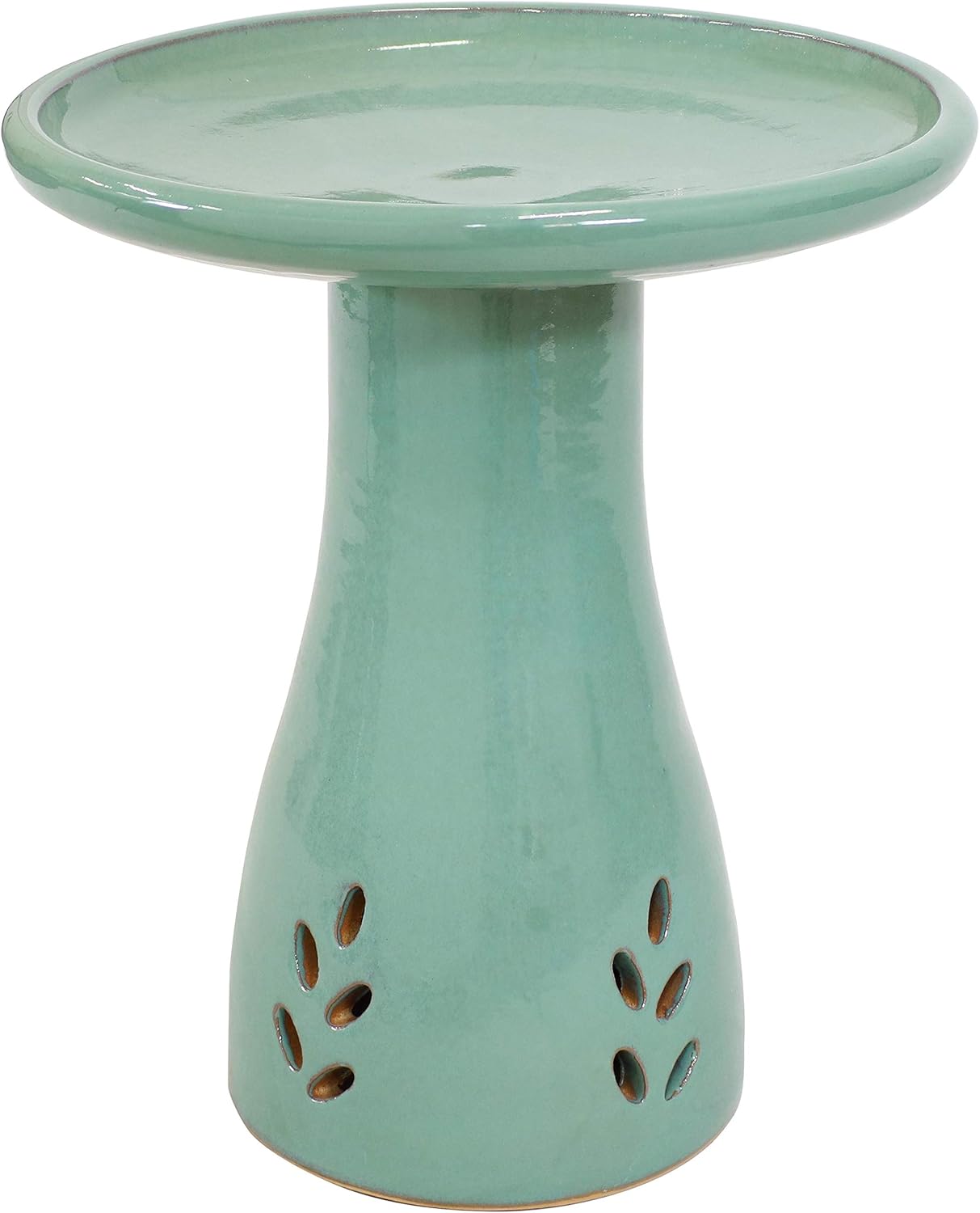 Sunnydaze 21 H Ceramic Bird Bath - Hand-Painted Outdoor Bowl