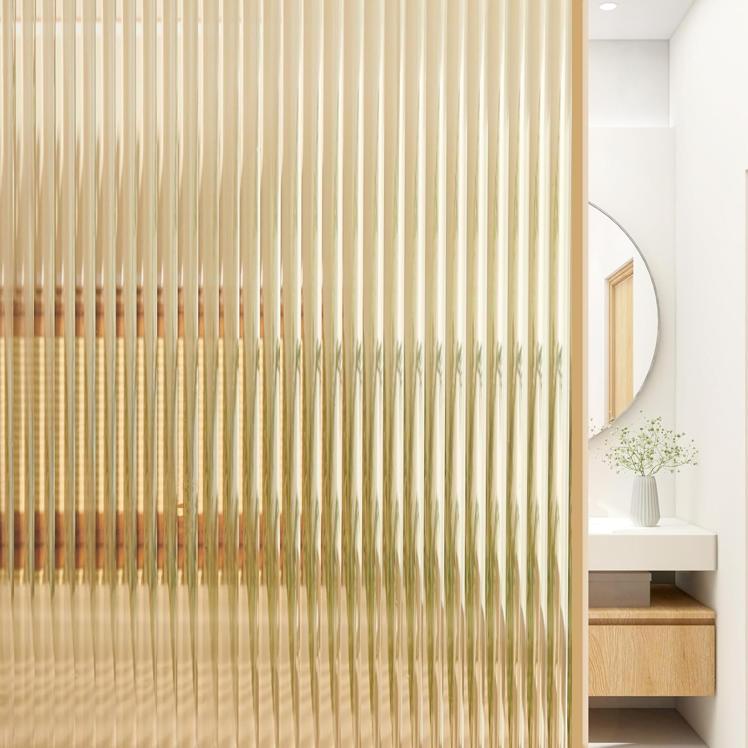 Beautyhero Window Privacy Film for Frosted Reeded Glass Look