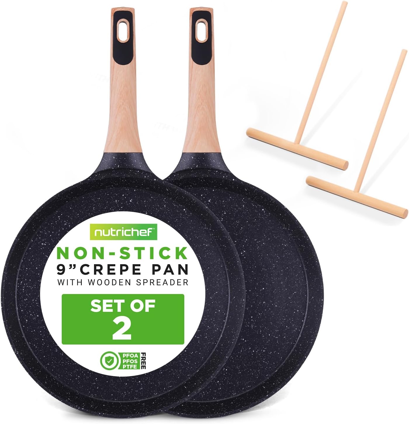 Nutrichef Non-Stick Crepe Pan Set for Perfect Crepes Every Time