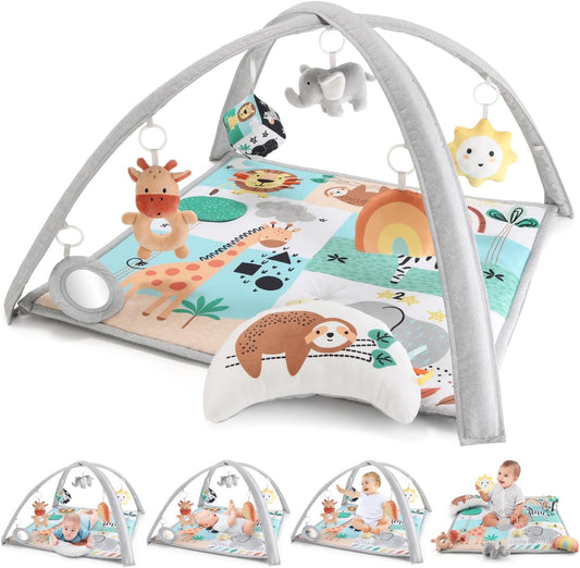 The Peanutshell 7-in-1 Unisex Baby Play Gym - Safari Joy