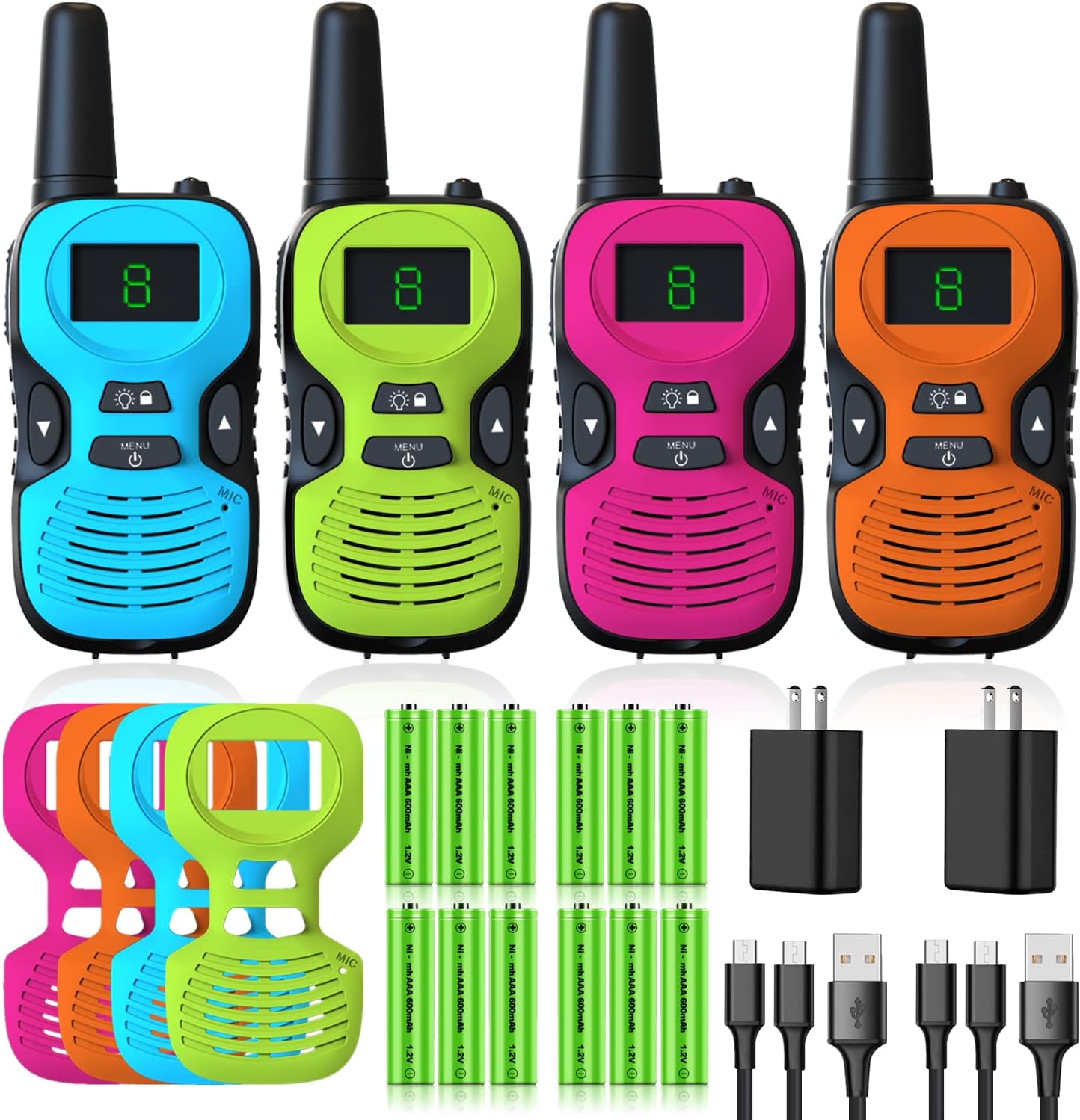 Walkie Talkies for Kids - Rechargeable 4 Pack for Outdoor Fun