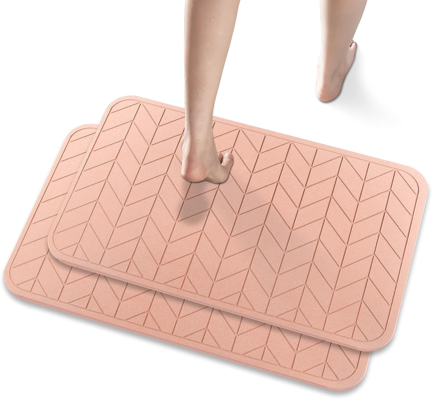 Diatomaceous Earth Shower Mat 2 Pack, Fast-Drying Bath Mats