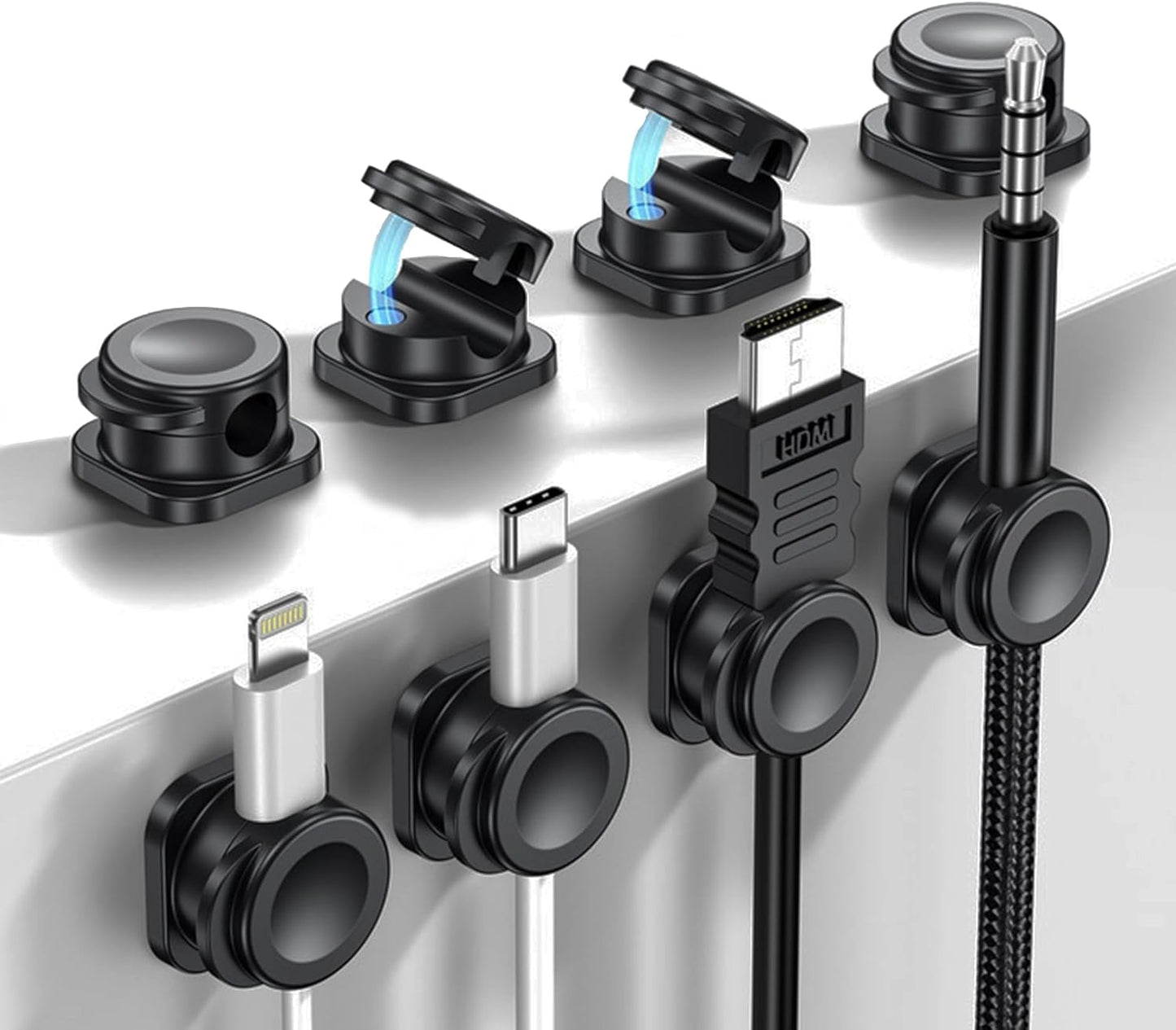 8-Piece Magnetic Cable Organizers - Tidy Cords Easily!