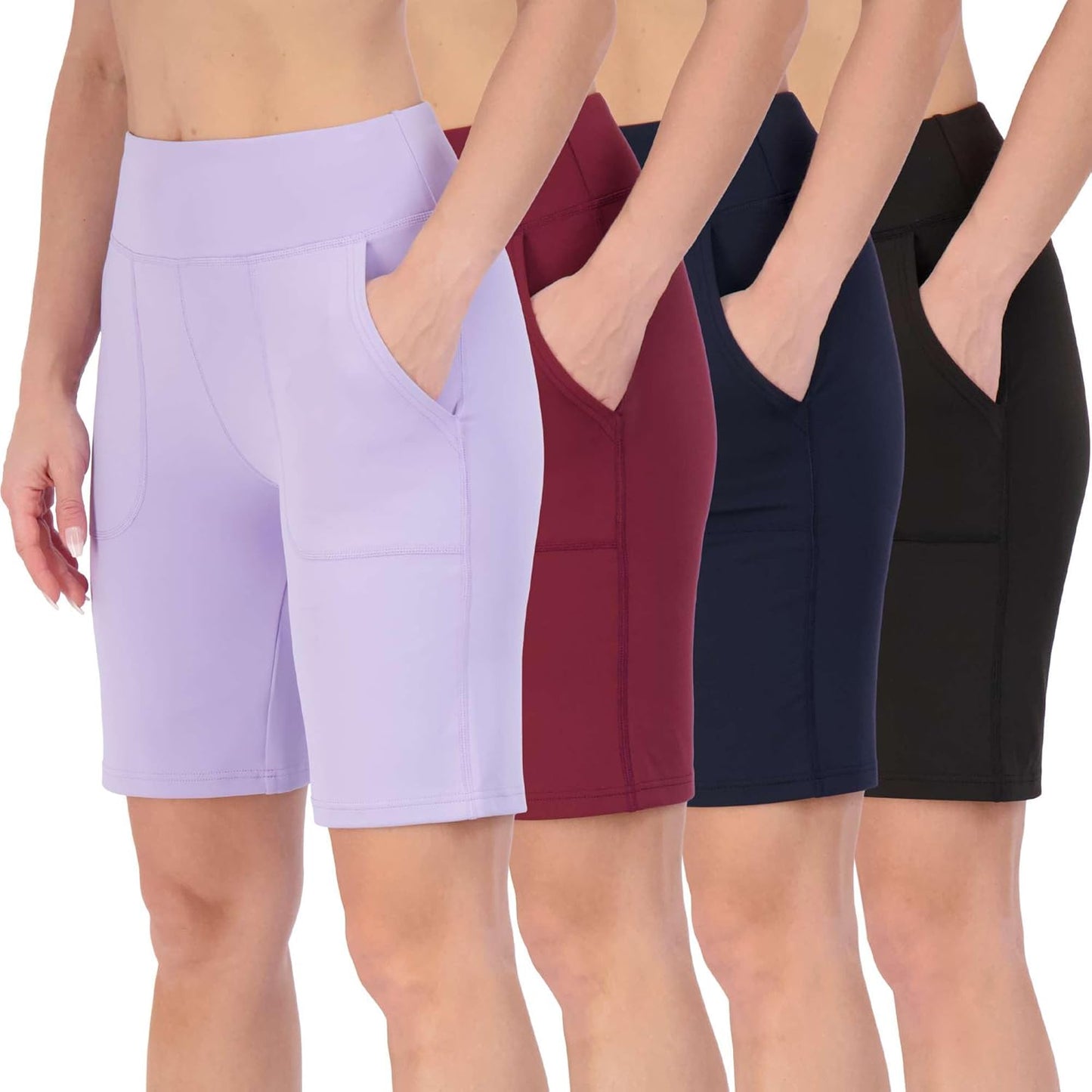 Women's 9 Inch Bermuda High Waisted Shorts with Pockets