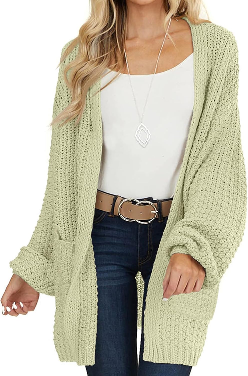 MEROKEETY Women's Open Front Chunky Knit Sweater Cardigan