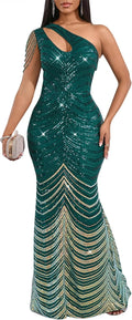 Cololura Sequin One Shoulder Mermaid Bodycon Dress - Elegant Fit party