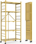 Storage Shelves with 20 Hooks 5-Tier Foldable Shelf - Mobile 5-Tier