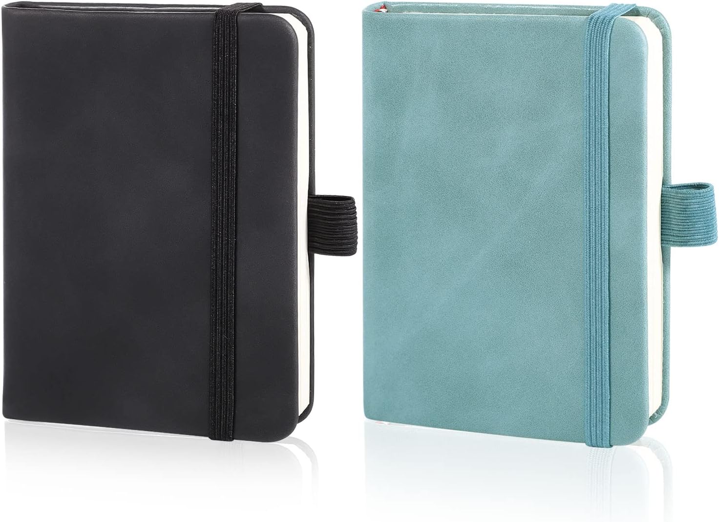 Compact Leather Pocket Notebooks x2 - Thick Lined Paper - Men's Journal