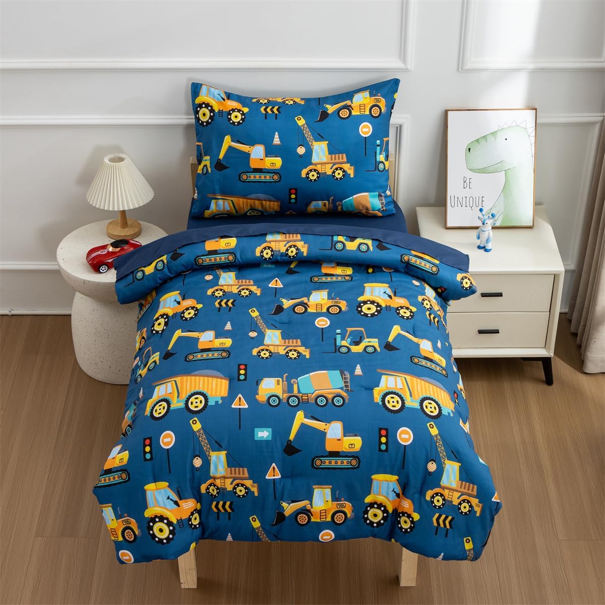 NTBED Toddler Bedding Set with Truck Vehicles Design for Boys
