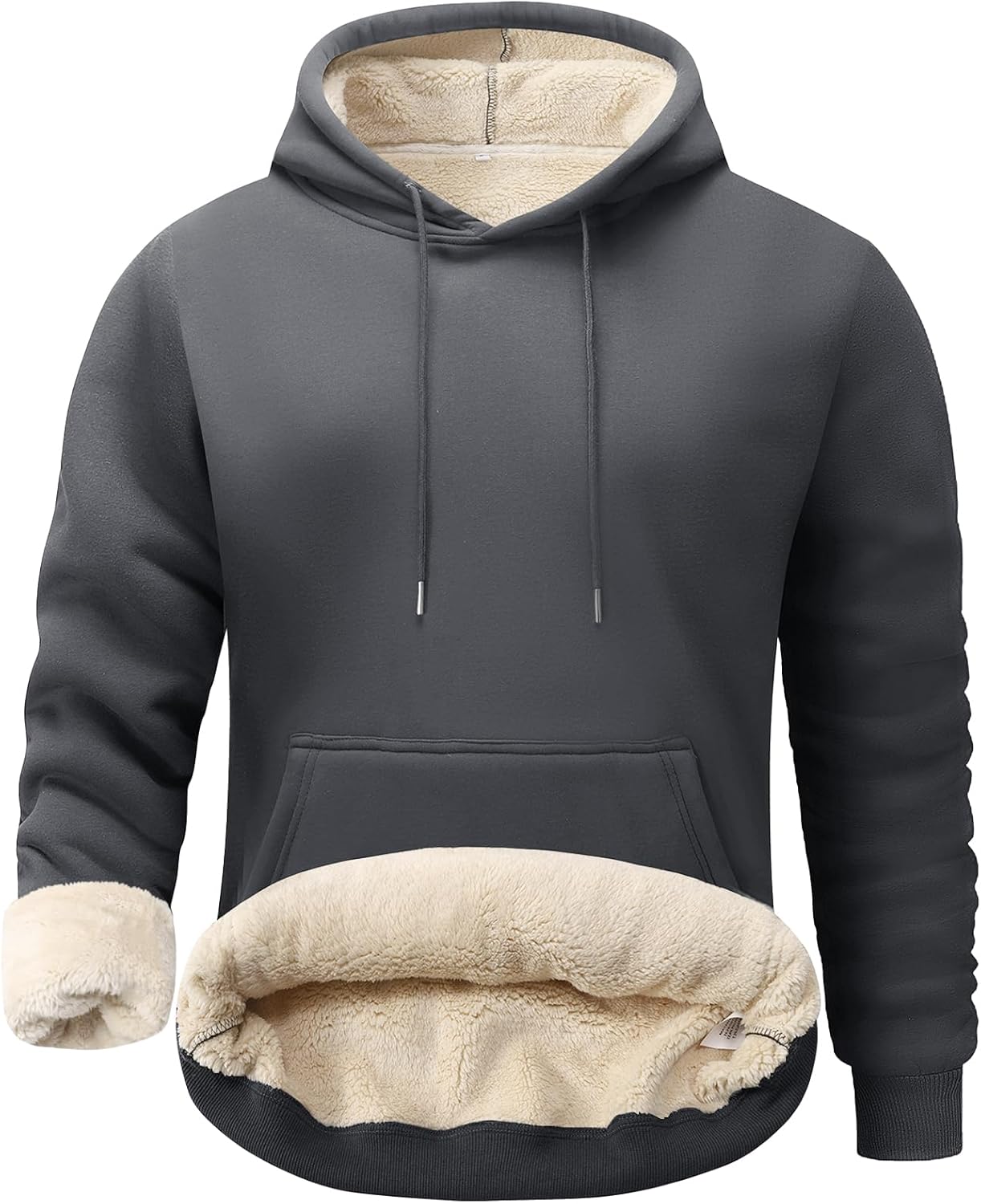 Flygo Men's Casual Fleece Sherpa Lined Hoodie for Winter Warmth