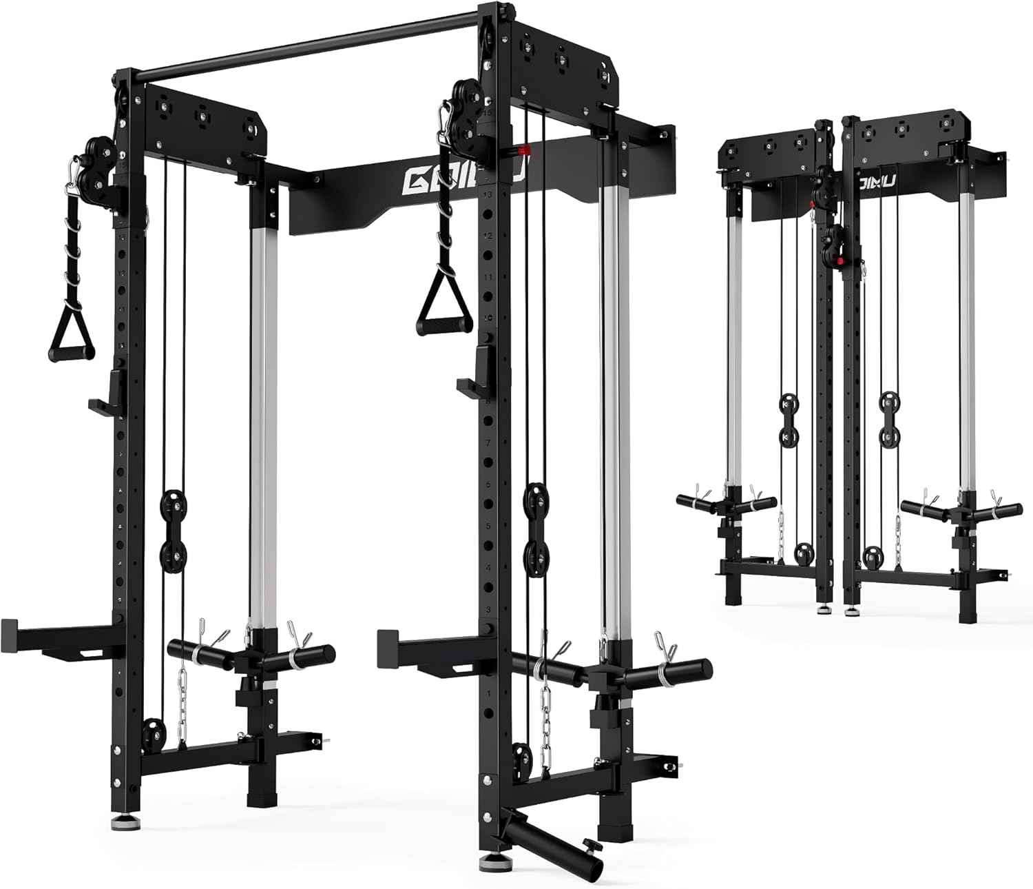 Goimu Folding Squat Rack with Dual Pulley System