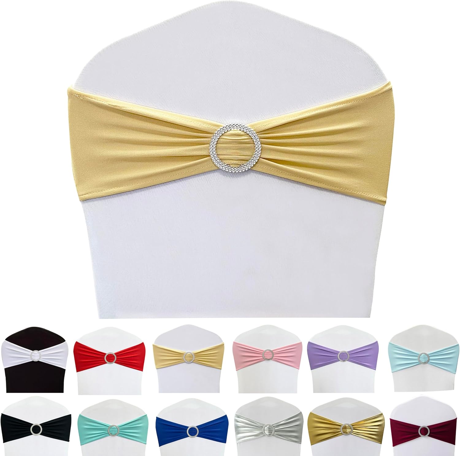 Spandex Chair Sashes Bands for Wedding Party Decoration 100PCS