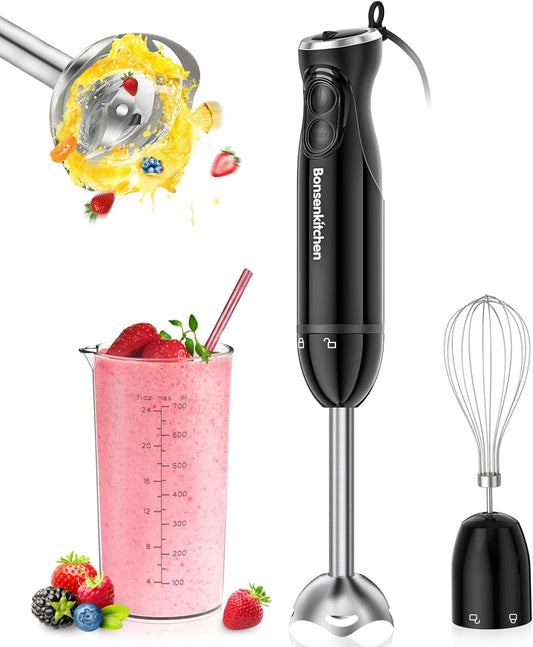 Bonsenkitchen 12-Speed Turbo Hand Blender + Egg Whisk
