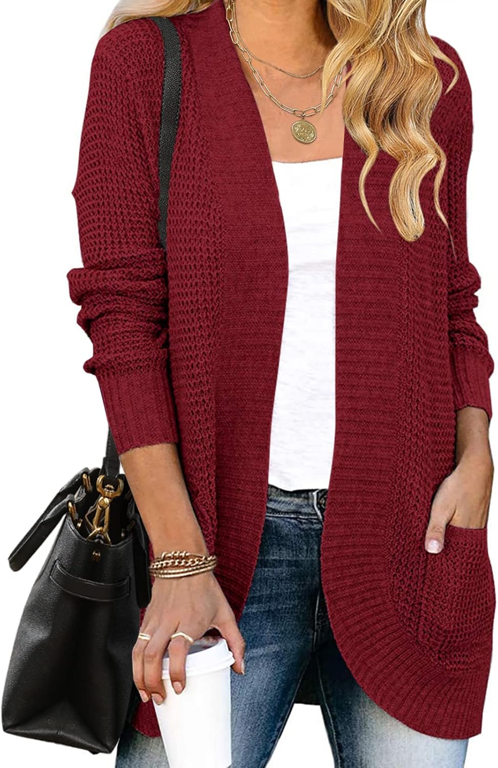 MEROKEETY Womens Long Sleeve Open Front Cardigans for Fall