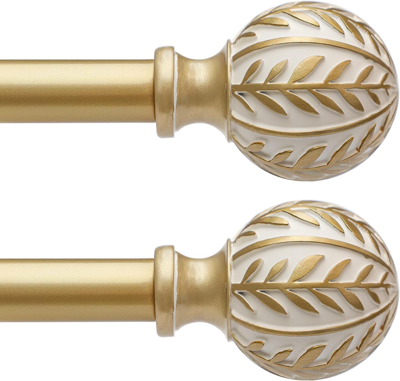 2 Pack Gold Curtain Rods for Windows 48 to 84 inch Adjustable