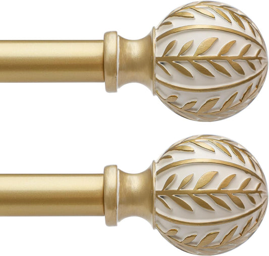 2 Pack Gold Curtain Rods for Windows 48 to 84 inch Adjustable