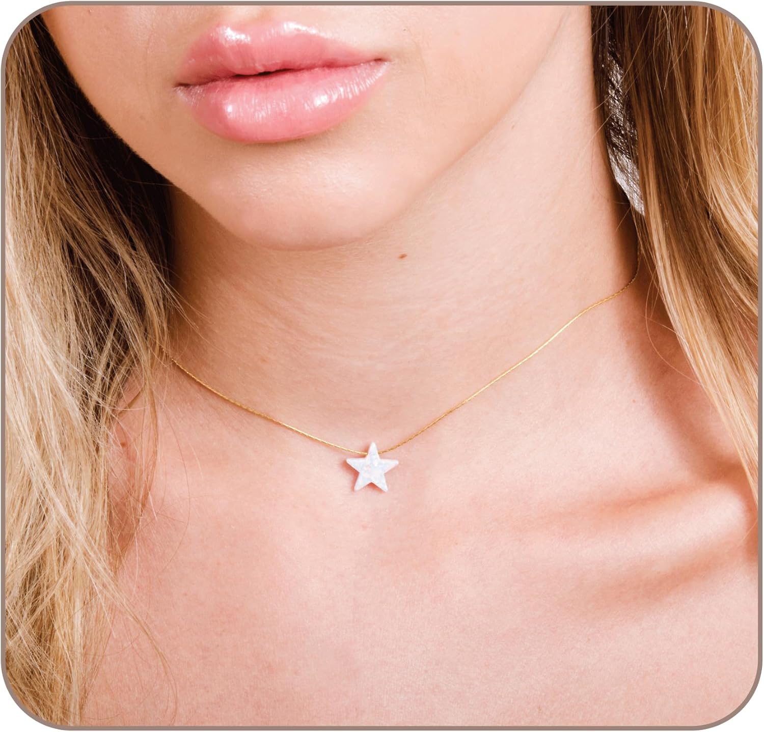 Opal Star Necklace - Dainty Adjustable Choker for Women