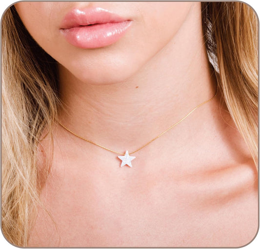 Opal Star Necklace - Dainty Adjustable Choker for Women