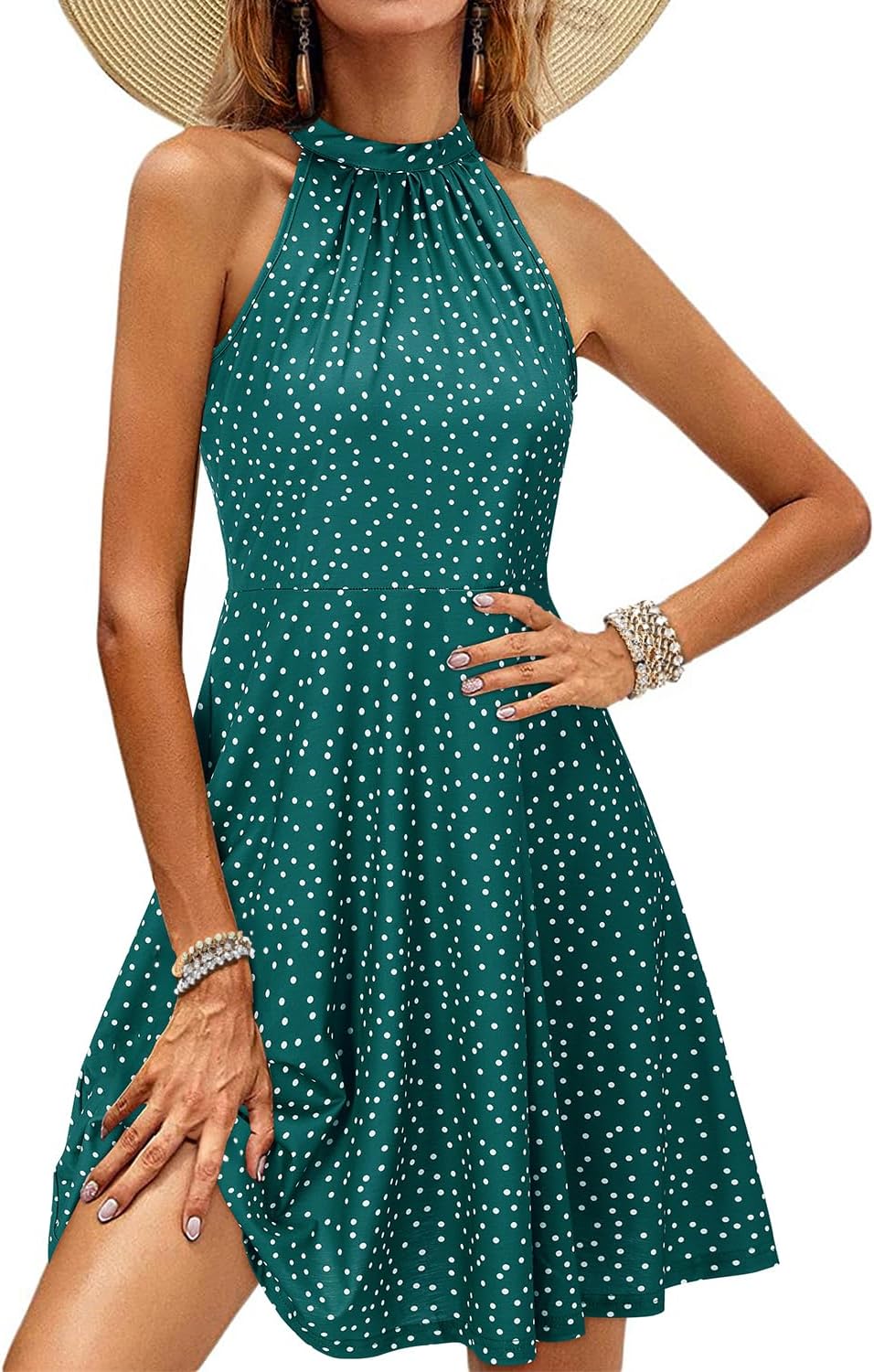 OUGES Women's Halter Neck Floral Summer Casual Sundress Review