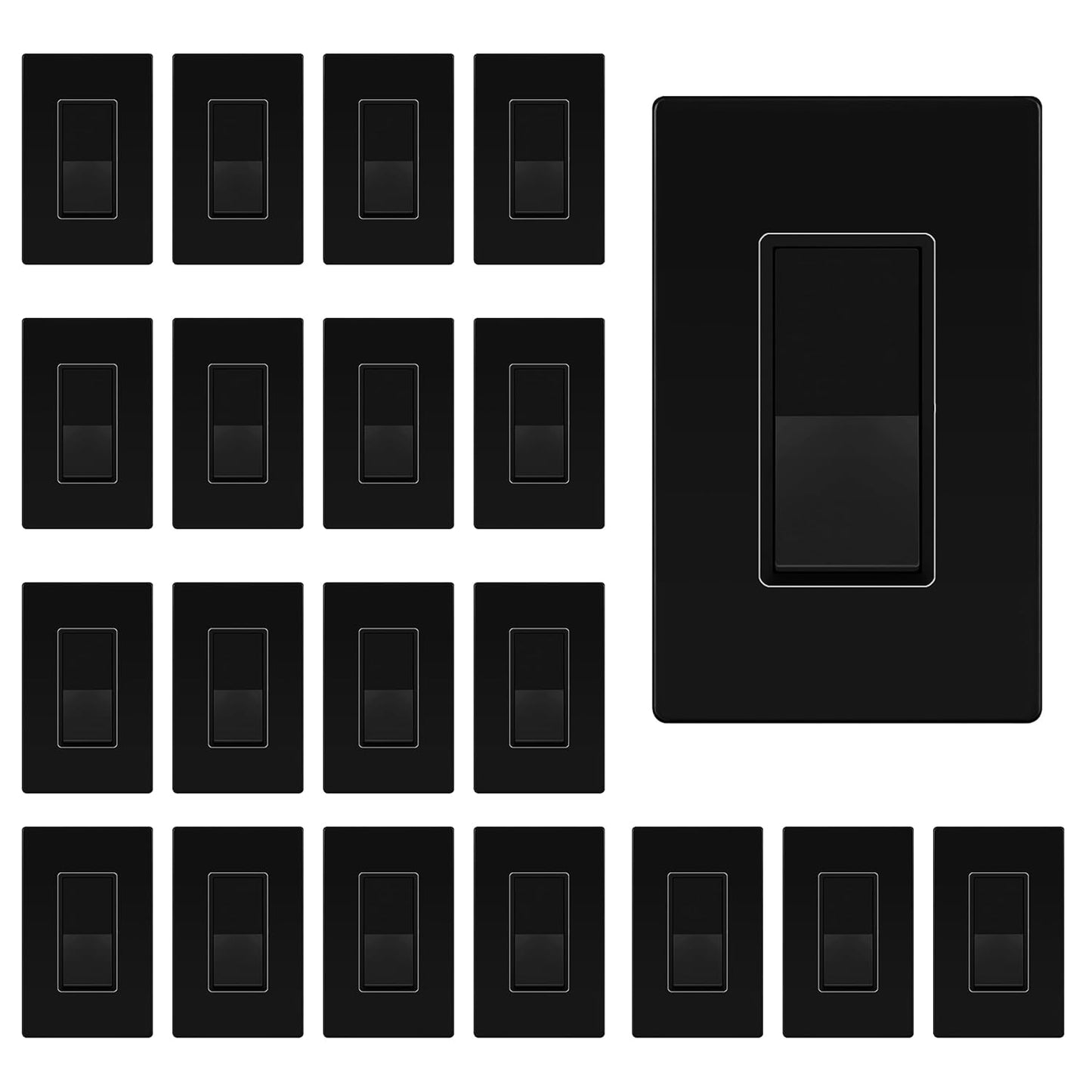 ENERLITES Matte Black Light Switch with Screwless Wall Plate