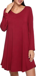 Womens Bamboo Viscose Long Sleeve Nightgown - Lightweight Comfort