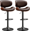 Swivel Bar Stools Set of 2 - Modern PU Leather Adjustable Counter