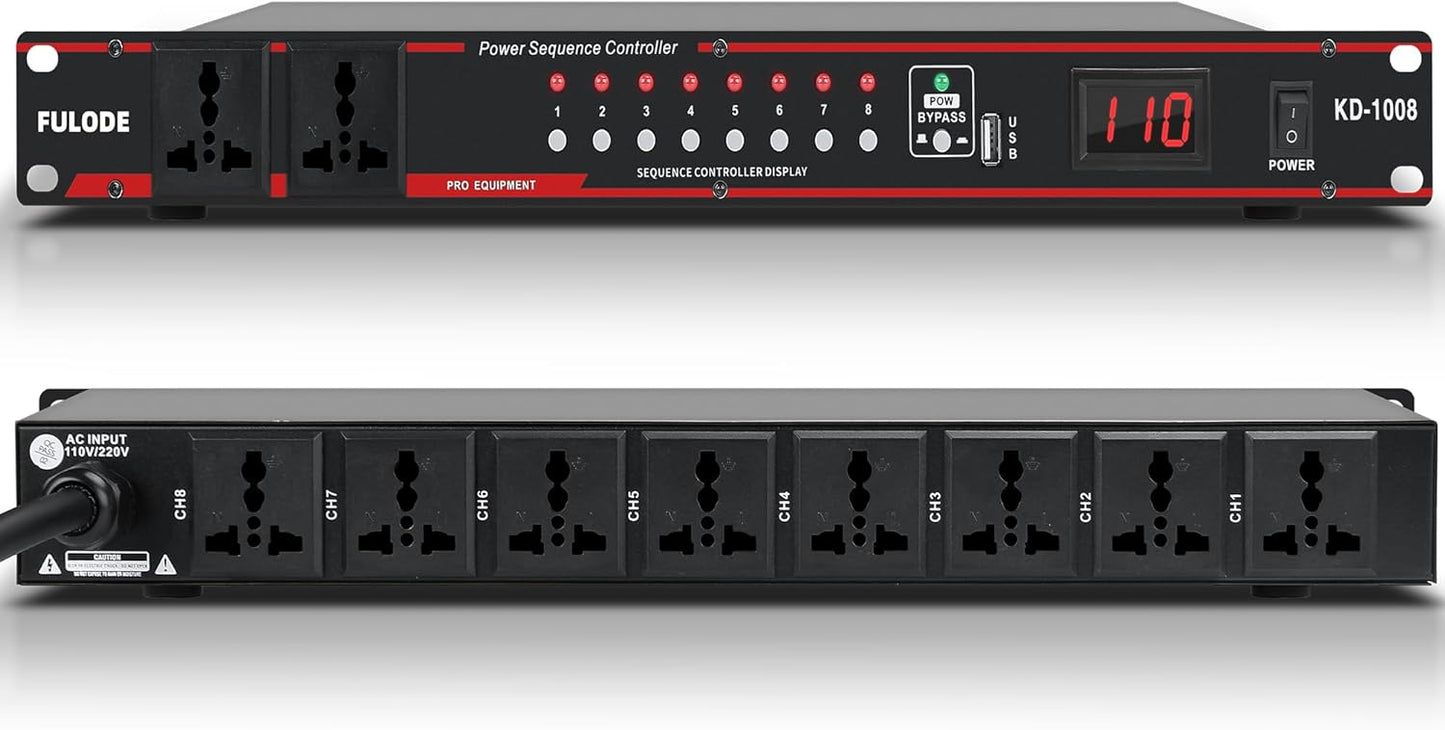 FULODE Rack Mount Power Conditioner - Surge Protection & Voltage Readout