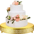 14 in Gold Round Metal Cake Stand - Sturdy Elegant Display