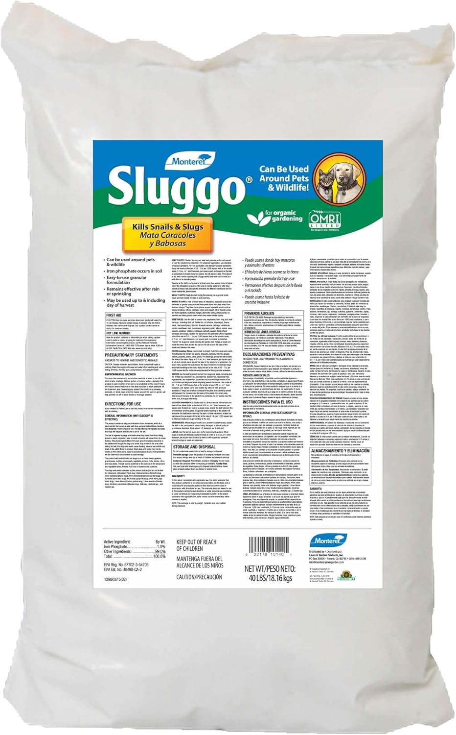 Monterey Sluggo Organic Gardening Slug Bait for Effective Control