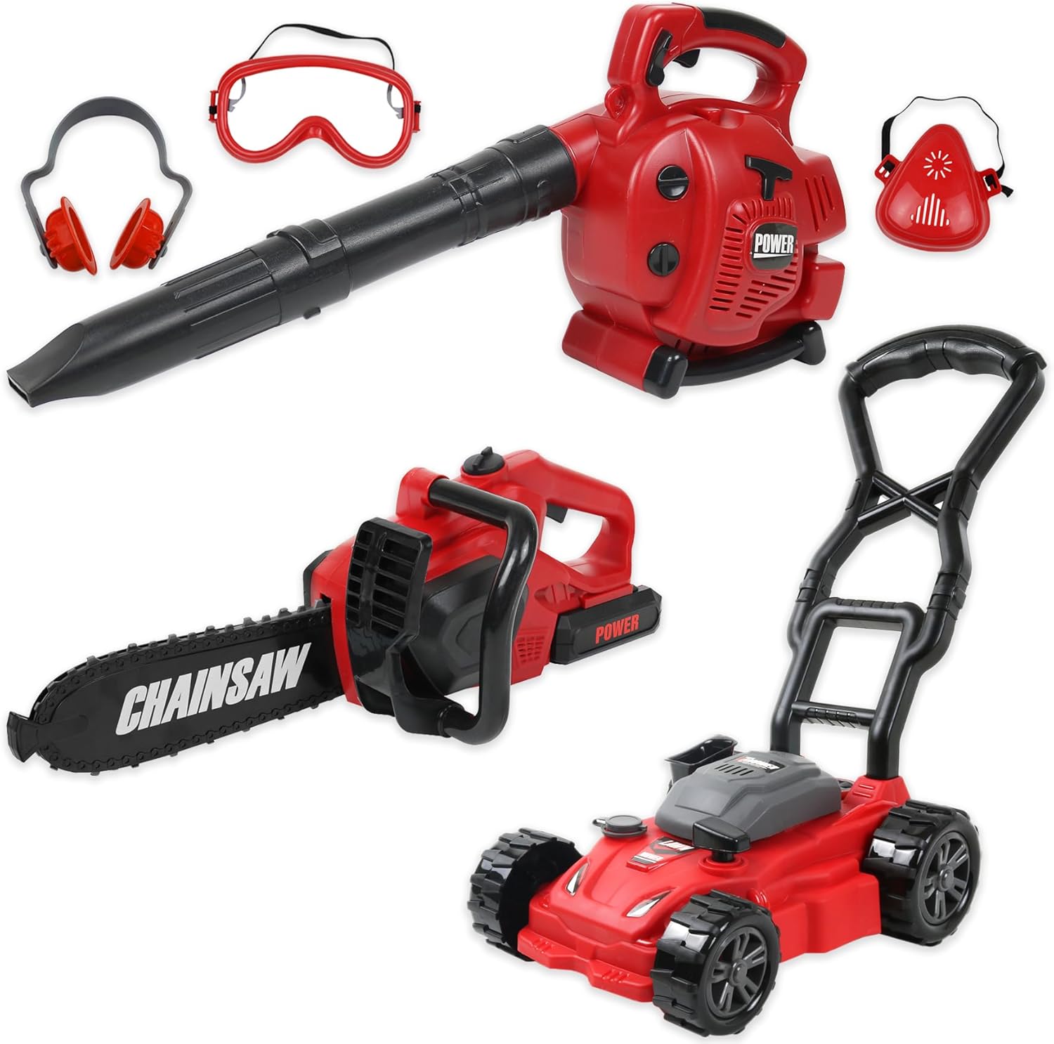 Kids Leaf Blower and Lawn Mower Set for Imaginative Play