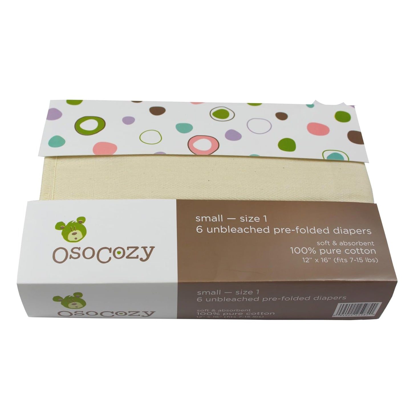 Soft & Absorbent OsoCozy Cloth Diapers, Size 1, 6 Pack