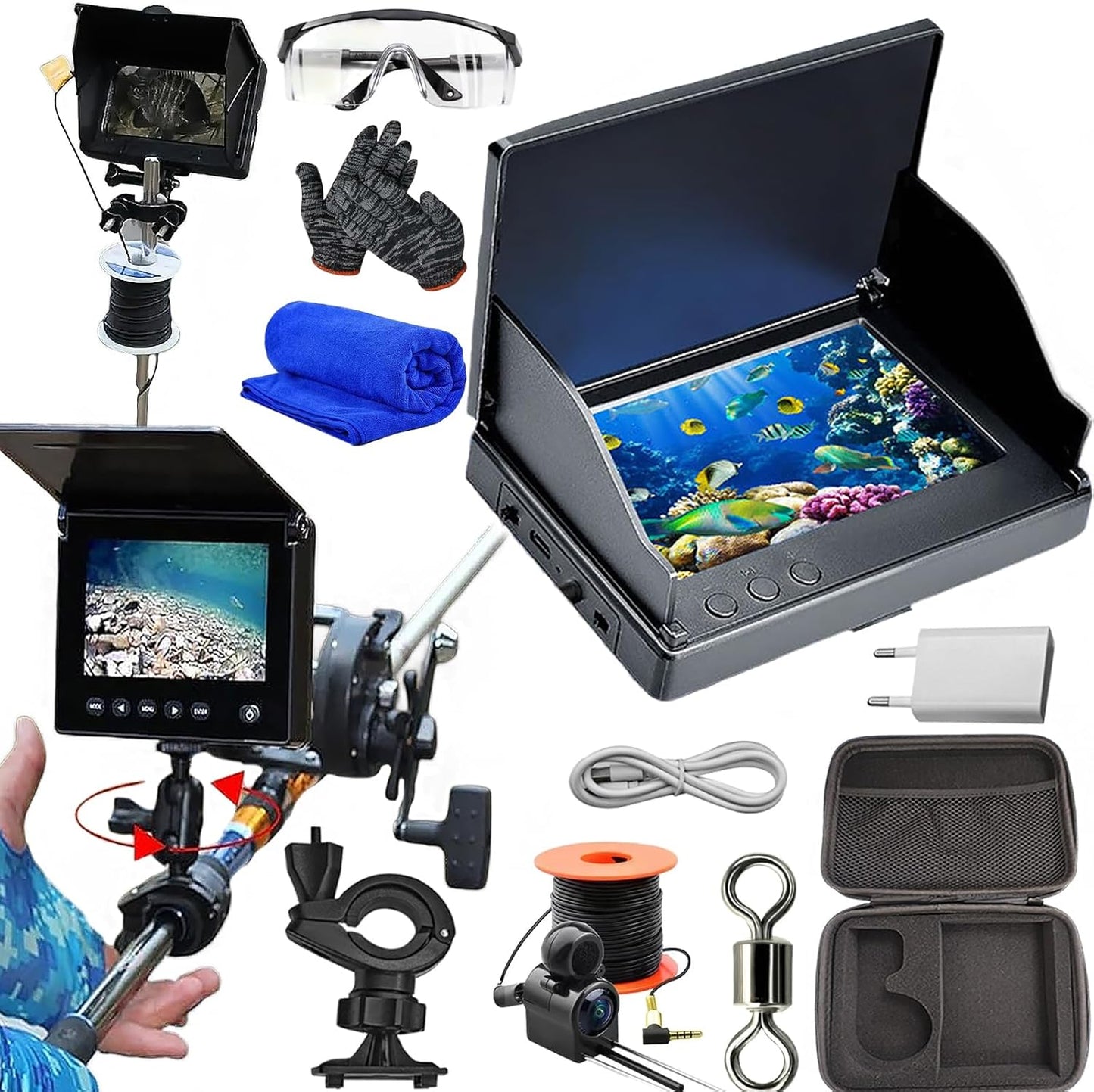 Portable Night Vision Fishing Camera | IP68 Waterproof | 220 Wide View